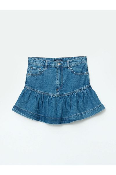 LC Waikiki Fusta mini de jeans pentru femei LCW Vision Indigo Standard Fit