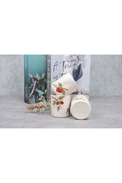 Melouro Raspberry Set of 2 Handmade Ceramic Cups with Handles, Mug