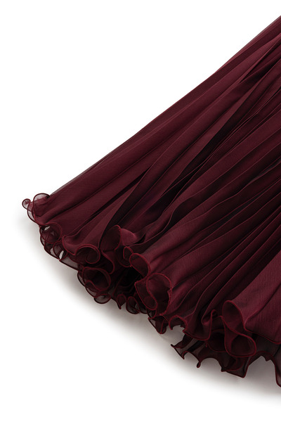 praye Fusta plisată roșu Claret - Detaliu cu volan