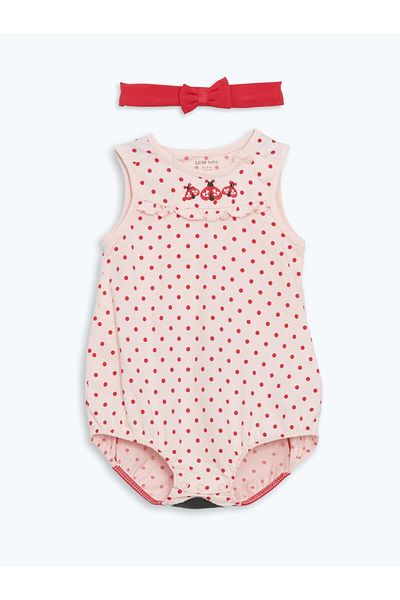 LC Waikiki Lcw Ladybird Printed Baby Girl Snapback Bodysuit and Headband 2-Piece Fast Fashion