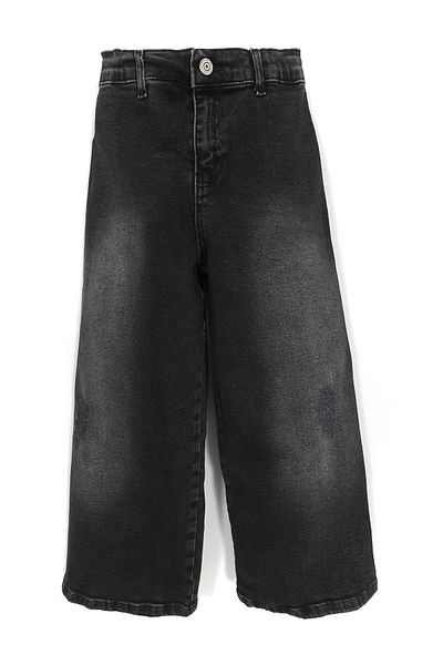 DobaKids Black Girls' Jeans - Wide Leg, Short Leg and Pocket Detail