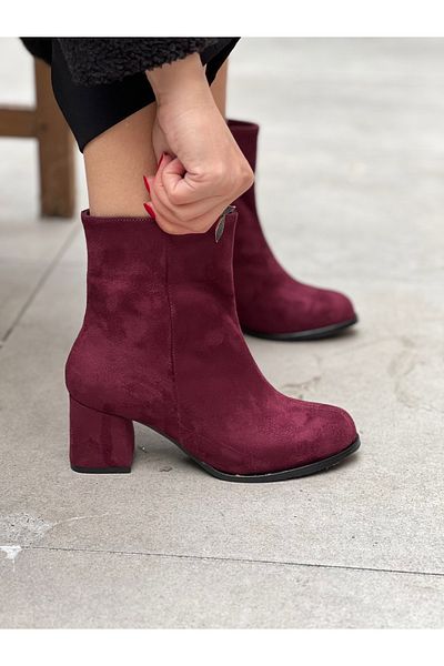 irmona Μπότες Feli Claret Red Suede με χοντρό τακούνι