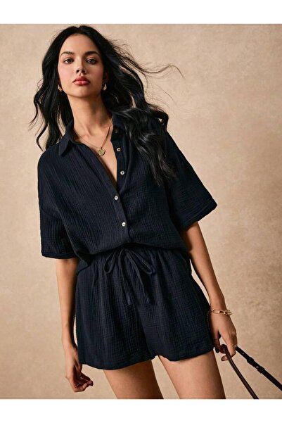 trendgar Black Women's Summer Shirt and Shorts Set