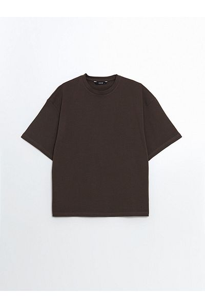 LC Waikiki Ανδρικό T-Shirt XSIDE Brown Crew Neck χτενισμένο βαμβακερό