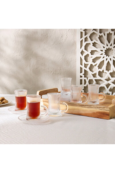 Home Box Istikan Ribbed Cup with Saucer Set of 12