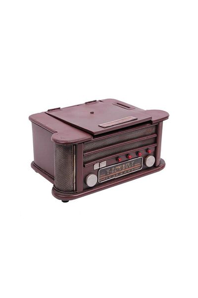 LiderGlobal Decorative Metal Piggy Bank Framed Record Player Gift