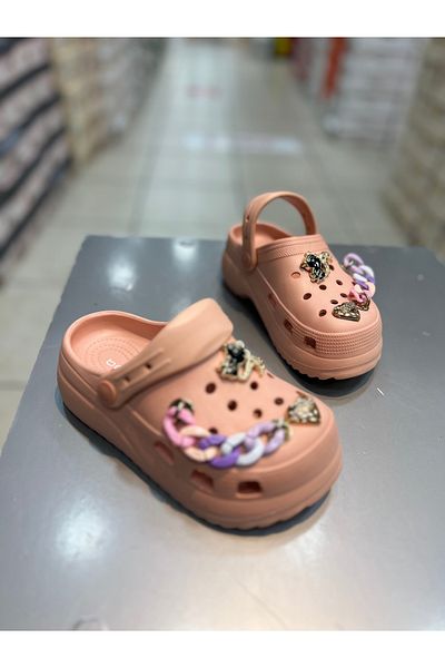 Akınal Bella High Sole Children's Stoned Closed Front Slippers