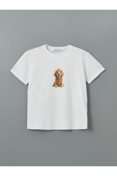 LC Waikiki Γυναικείο μπλουζάκι με στάμπα Crew Neck