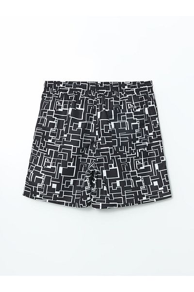 LC Waikiki Black Short Length Patterned Men's Swim Shorts