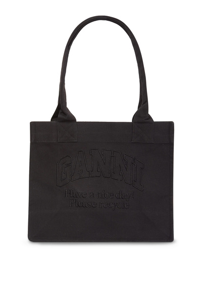 GANNI Large Canvas Tote Bag Şık ve Çevre Dostu Geri Dönüştürülmüş Pamuk Çanta