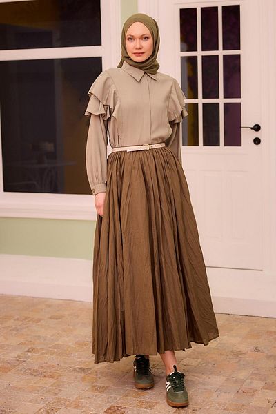 LOCCO Γυναικεία φούστα Khaki Green Kraş