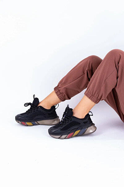 Guja Şeffaf Taban Ithal Hakiki Deri Kadın Yüksek Taban Sneakers