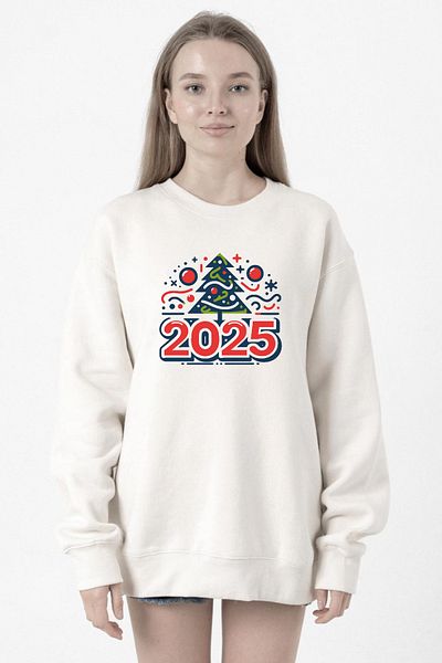 Tshirthane Happy New Year 2025 Essential White Women's 2Ip Sweatshirt