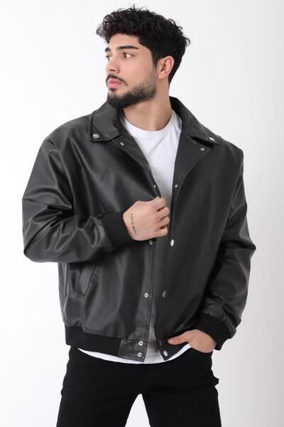 Stilkombin Παλτό από συνθετικό δέρμα με κολάρο με κούμπωμα Arw_50373