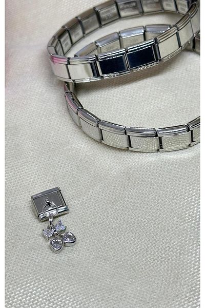 bijoux uniques Italian Charm Steel Ribbon Heart Model