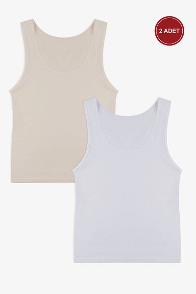 koza iç giyim Women's Thick Strap Cotton Double Tank Top