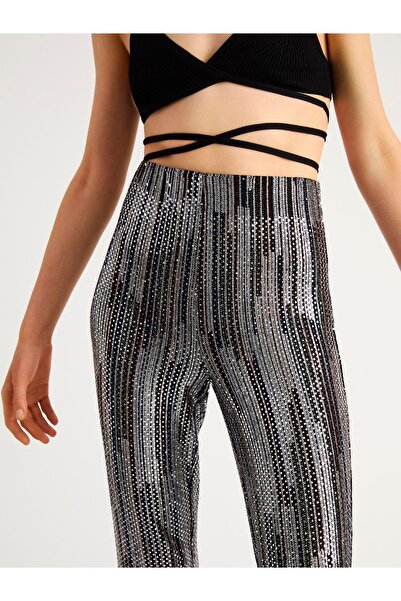 Nocturne Baskı Payetli Ispanyol Paça Pantolon
