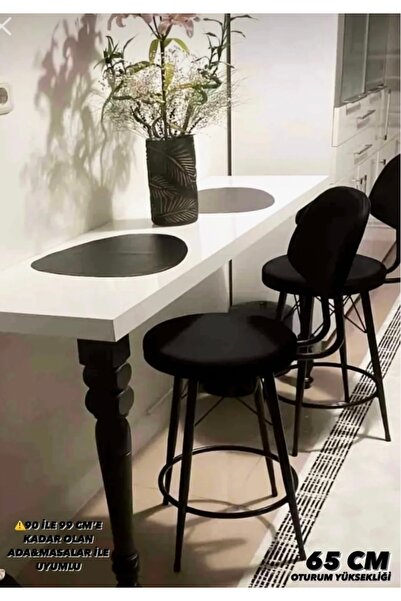 The SANDALYE SHOP Yeni,dolce Bar Sandalyesi Babyface Kumaş Siyah.65 Cm Oturum...