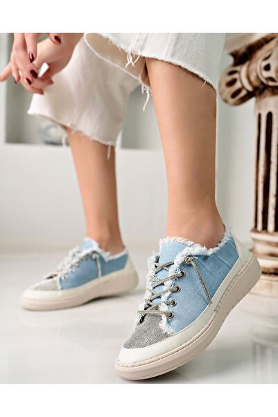 Hacıoğlu Ayakkabı Pantofi de damă din material denim Vollex Stone