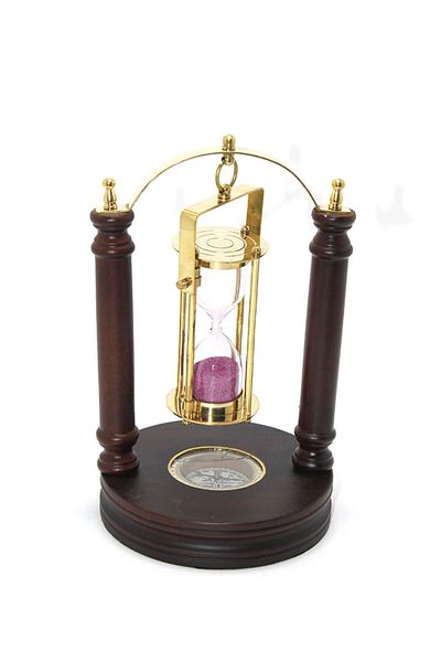 Ethab Ticaret Brass 5053 Model Hourglass and Compass Set