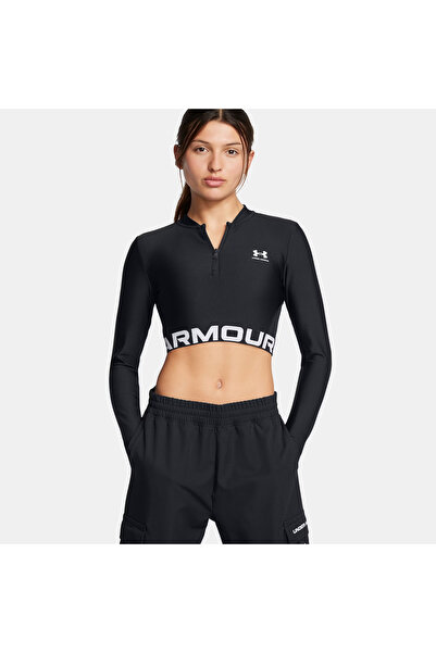 Under Armour Heat Gear Rib 1/4 Zipped Kadın Siyah Antrenman Üstü