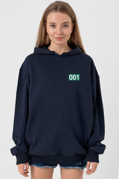 Tshirthane Squid Game Player 001 - Navy Blue Women's Hoodie 3Ip