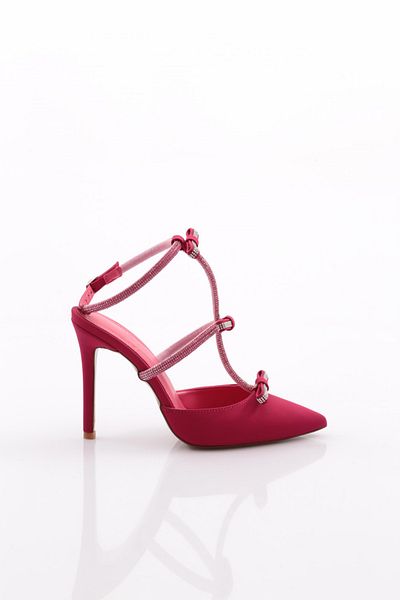 DGN Pantofi cu toc de damă din nubuc fucsia 74942821