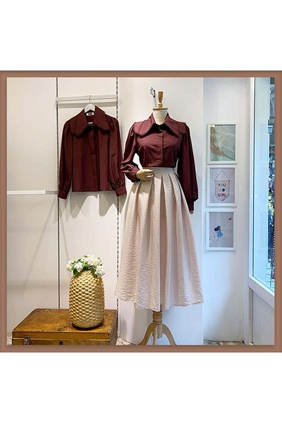Faya Boutique Κρεμ τυπική υφασμάτινη φούστα αλεξίπτωτου