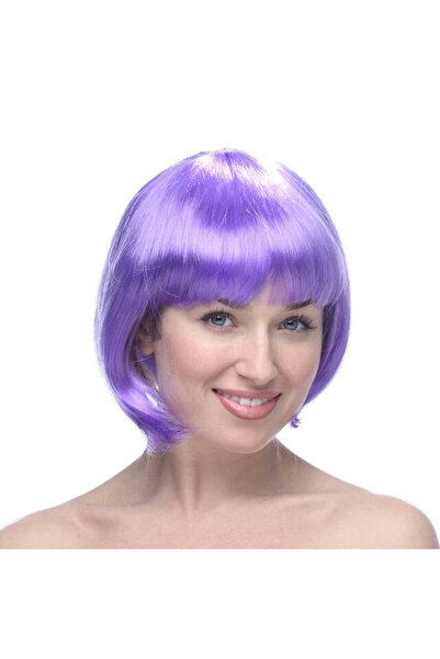 magicool Lilac Color Short Model Party Wig - Lilac Color Blunt Hair