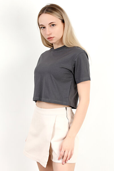 GİYSA Γυναικείο Crew Neck - Basic Sports T-Shirt, Anthracite 925003