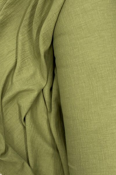 Mu Art Linen Fabric - Organic Fabric - Curtain Fabric - Thin Linen - Fabric Cover for Clothes Khaki Green 82