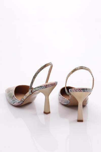 DGN Kadın Önü Kapalı Sivri Burun Topuklu Ayakkabı Sarı Yılan 818421085