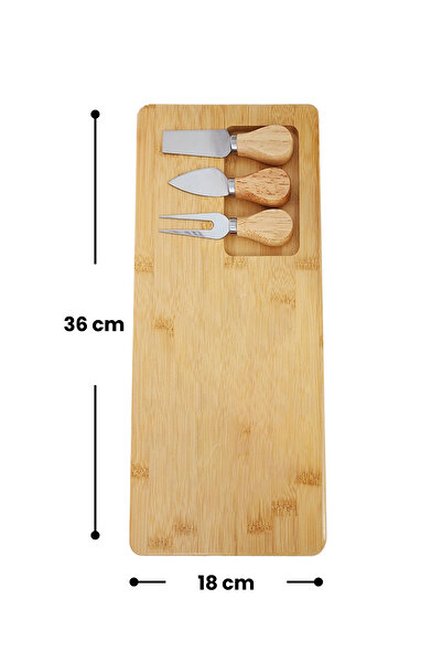 ERKUGO Bamboo Presentation Board, Fork - Spatula - Knife Set, Cutting Board, Serving Tray