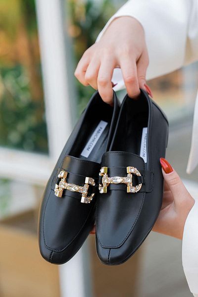 Parponi Черни мокасини от естествена кожа Lancel - Дамски обувки с катарама