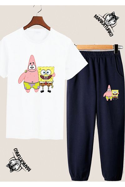 MarkaTurko Spongebob Special Design Summer T-Shirt and Sweatpants Combination 2026-805