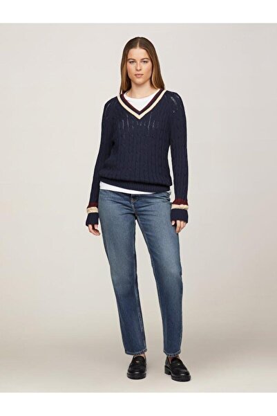 Tommy Hilfiger VARSITY CABLE V-NK SWEATER LS