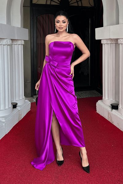 giyimmasalı Βραδινό Φόρεμα Atlas Fabric Strapless - ΦΟΥΚΙΔΑ