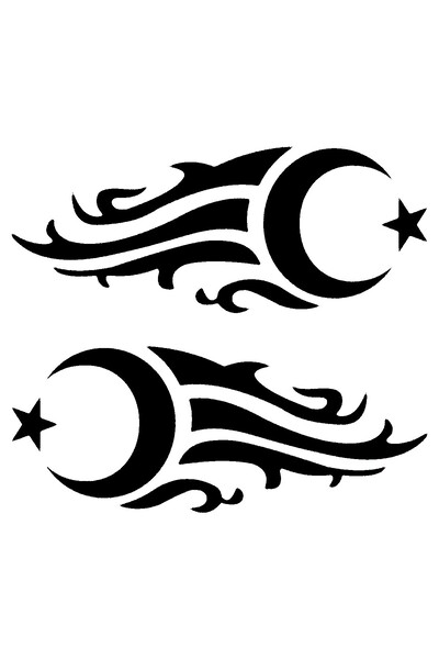 Bilge Sea ملصق نافذة السيارة الجانبية على شكل نجمة القمر المشتعلة بحجم 20 × 8...