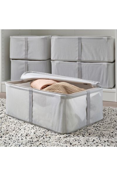 erorex Storage case, fabric striped/white/grey, 34x51x19 cm