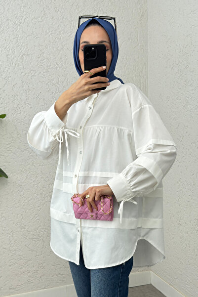 Salih Çelebi Double Kat Detaylı Tunik 2250 - BEYAZ