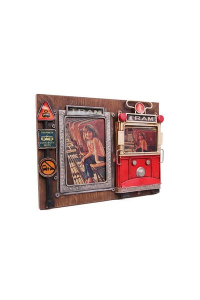 LiderGlobal Decorative Metal Frame Tram Decorated Vintage Gift