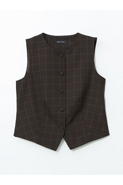 LC Waikiki Lcw Vision Brown Crew Neck Plaid Women's Classic Vest