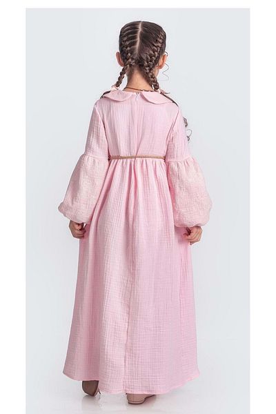 Mnk Baby&Kids Pink Muslin Fabric Hijab Dress - Girl, Long Sleeve M00705