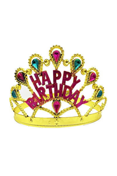 Twin Store تاج عيد ميلاد مكتوب عليه عيد ميلاد سعيد باللون الذهبي مقاس 60 سم