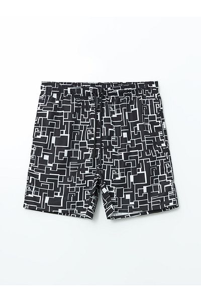 LC Waikiki Black Short Length Patterned Men's Swim Shorts