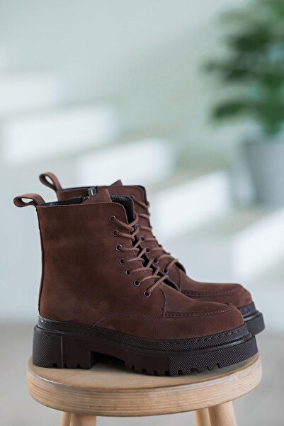 Parponi Patrick Kadın Hakiki Deri Süet Postal Kahverengi