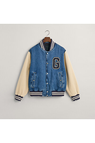Gant Erkek Lacivert Relaxed Fit Hakim Yaka Logolu Bomber Ceket
