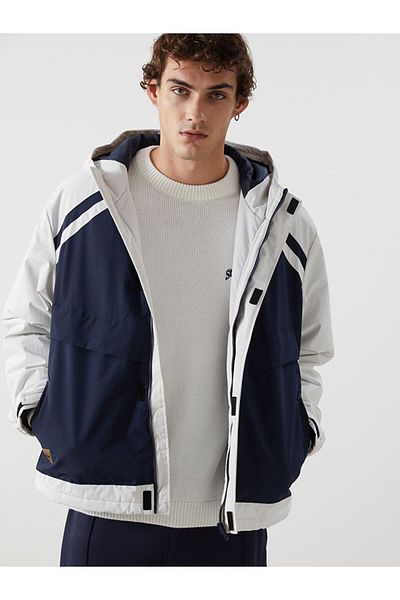 LC Waikiki Xside Navy Blue Comfortable Fit Hooded Men's Medium Thick Coat