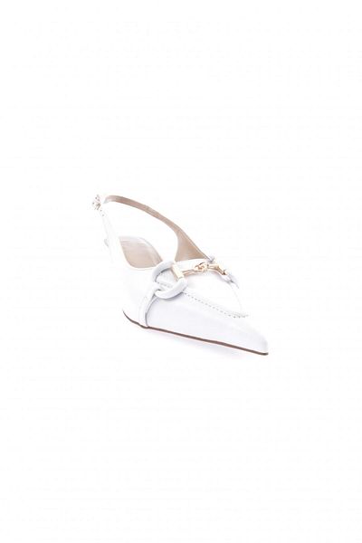 DGN Pantofi de damă cu cataramă la gleznă cu toc joasă alb 53162821