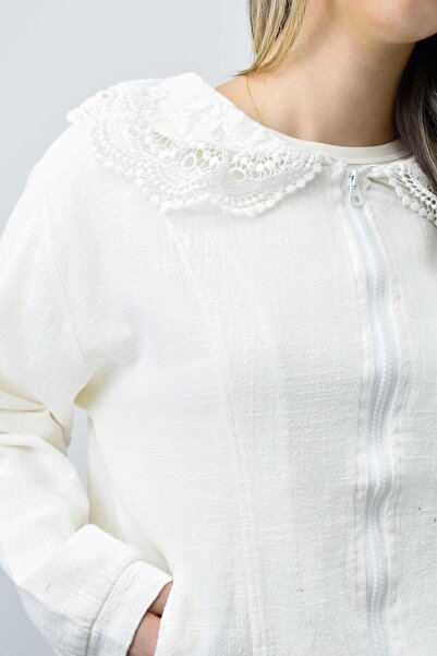 birizmoda Екрю Дентл Яка Кетен Бомбер Куртка